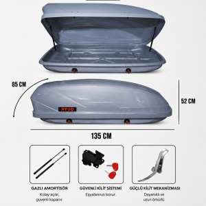 RYUO 400 LT GRİ ARAÇ ÜSTÜ TABUT PORT BAGAJ